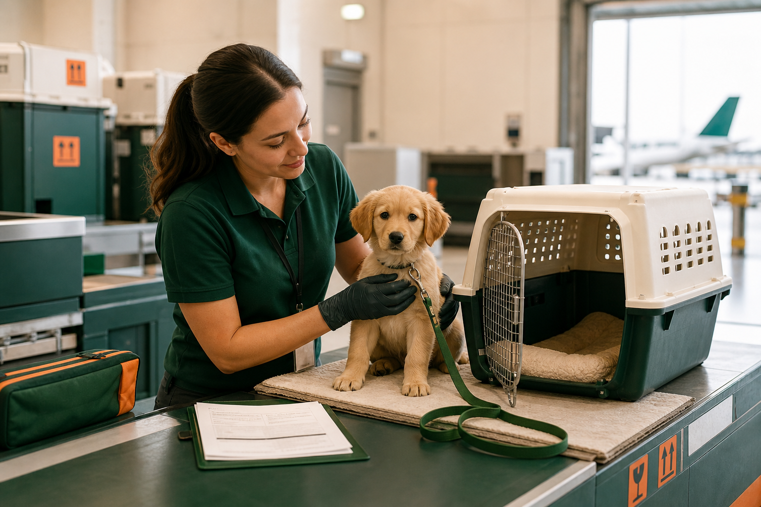 Airport pet transport care and welfare coordination